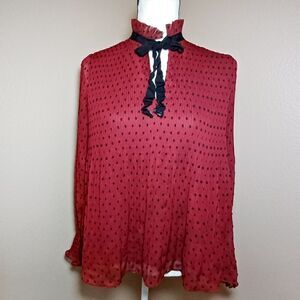 Max Studio Layered Burgundy Long Sleeve blouse